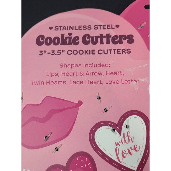 BKLYN Steel Co Valentines Day Cookie Cutter 6 Pieces 3"-3.5" Hearts Lips Love - Picture 3 of 5